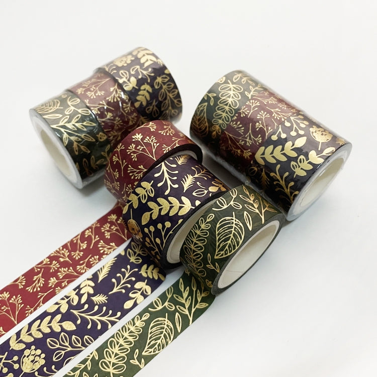 3 Rolls / Set 8958 5m Paper Bronzing Wallet Tape Set, Marble, Water Ripple, Gilt Pattern, Three-color Plaid, Star Sea, Cloud Pattern, Broken Leaves Pattern, Treasure Phase Pattern