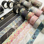 3 Rolls / Set 8958 5m Paper Bronzing Wallet Tape Set, Marble, Water Ripple, Gilt Pattern, Three-color Plaid, Star Sea, Cloud Pattern, Broken Leaves Pattern, Treasure Phase Pattern