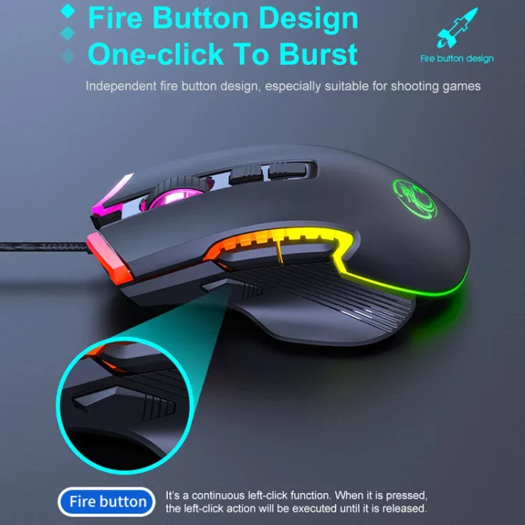 เมาส์เกมมิ่งมีสาย IMICE T70 8 ปุ่ม 7200DPI ไฟ RGB โปรแกรมได้ ความยาวสาย: 1.8m, T70
