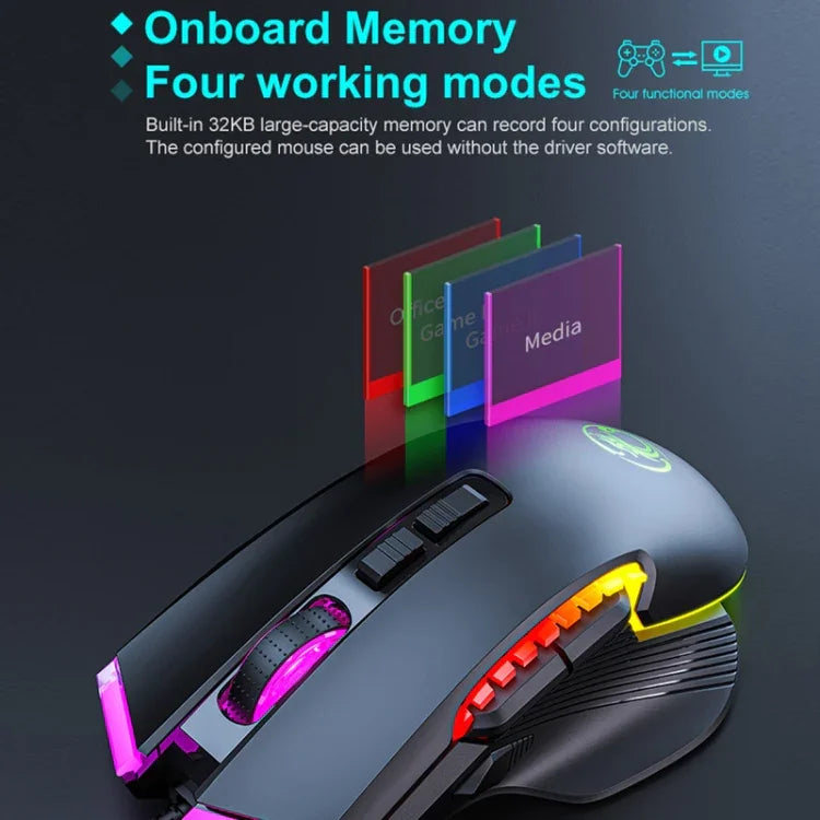 เมาส์เกมมิ่งมีสาย IMICE T70 8 ปุ่ม 7200DPI ไฟ RGB โปรแกรมได้ ความยาวสาย: 1.8m, T70