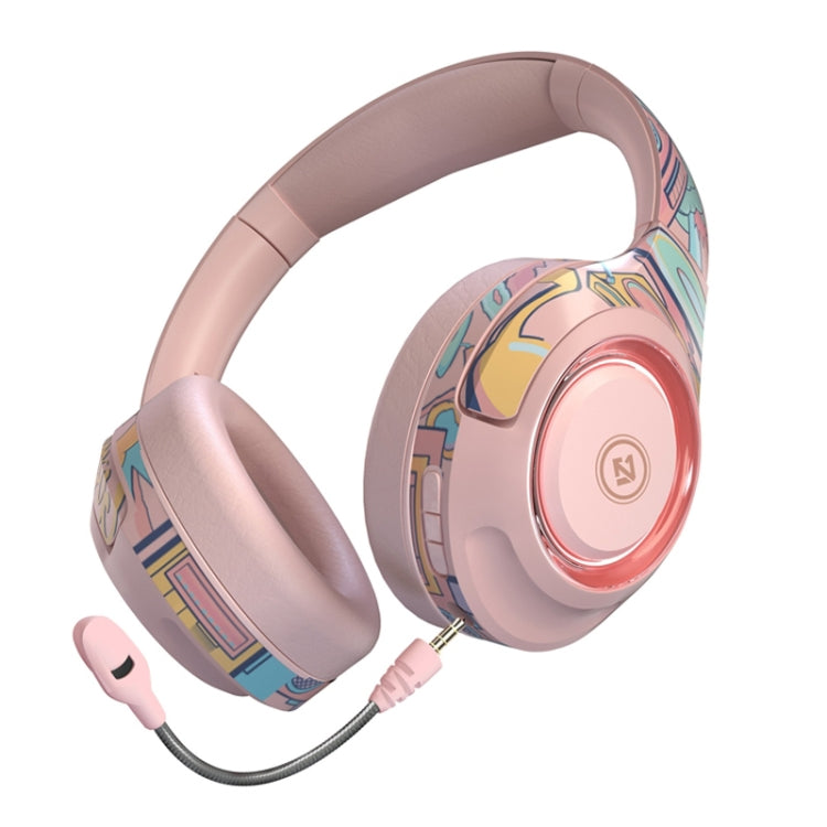 หูฟังเกมมิ่งบลูทูธไร้สาย EL-A2 พร้อมไฟแสงรอบข้าง สีดำ ชมพู แดง