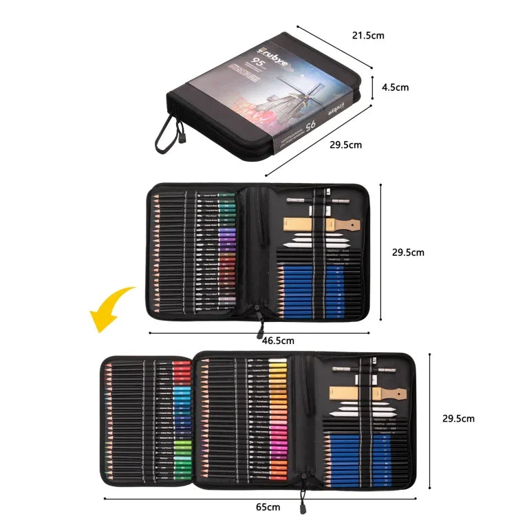 ชุดดินสอสีมัน Yover 95 ชิ้น / ชุด สำหรับวาดภาพและร่างภาพ, 95 ชิ้น / ชุด