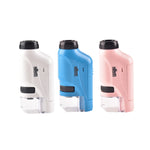 ของเล่นกล้องจุลทรรศน์อุปกรณ์ห้องปฏิบัติการพกพาสำหรับเด็ก รุ่น Lite Standard (ขาว) Lite Standard (ชมพู) Lite Standard (น้ำเงิน) Lite + ขาตั้ง (ขาว) Lite + ขาตั้ง (ชมพู) Lite + ขาตั้ง (น้ำเงิน) Lite + ตัวอย่าง (ขาว) Lite + ตัวอย่าง (น้ำเงิน)