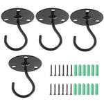 4 PCS Iron Ceiling Hook Balcony Flower Basket Hook Wall Clothes Hook, Black, White