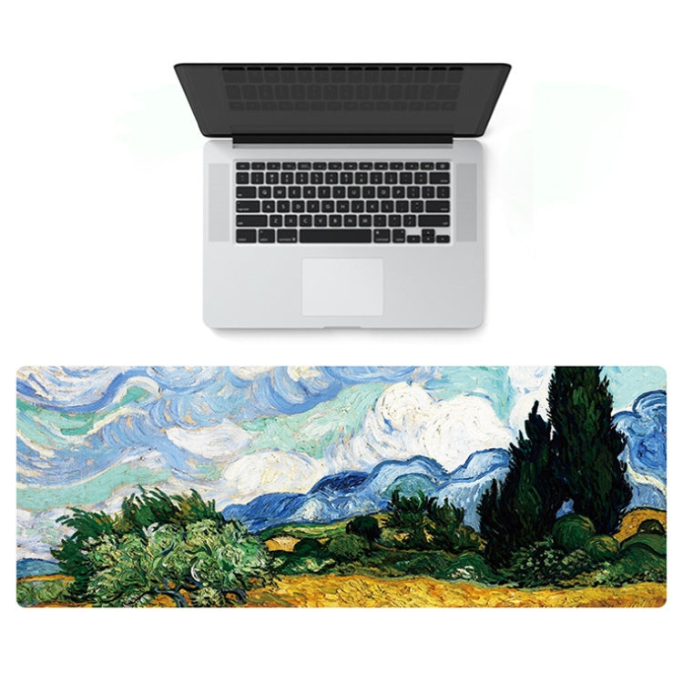 Am002 Large Oil Painting Desk Rubber Mouse Pad, 300x800x4mm Stitched Edges, 400x900x1.5mm No Stitched Edges, 400x900x3mm Stitched Edges, 400x900x2mm Stitched Edges, 300x800x2mm Stitched Edges