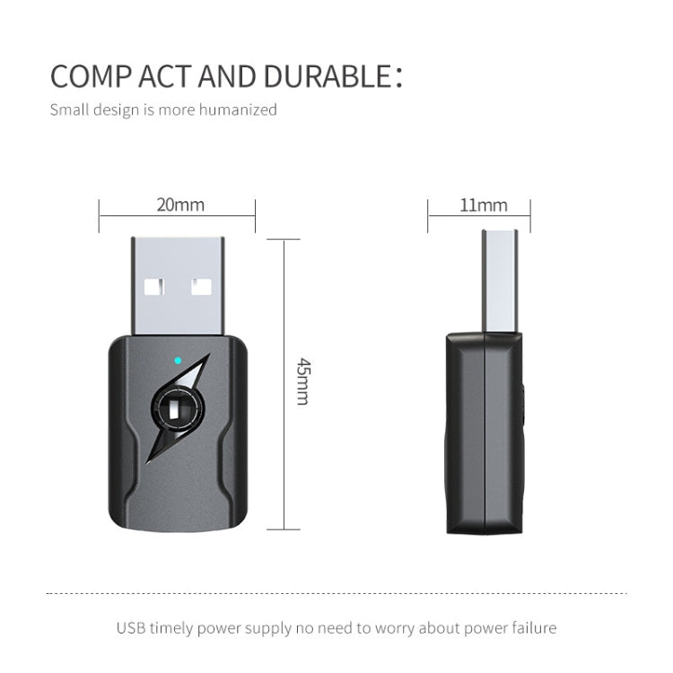 เครื่องส่งสัญญาณบลูทูธ 5.0 ตัวรับ AUX USB อะแดปเตอร์เสียงคอมพิวเตอร์เอาต์พุตคู่, M136
