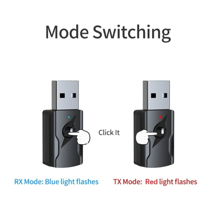 เครื่องส่งสัญญาณบลูทูธ 5.0 ตัวรับ AUX USB อะแดปเตอร์เสียงคอมพิวเตอร์เอาต์พุตคู่, M136