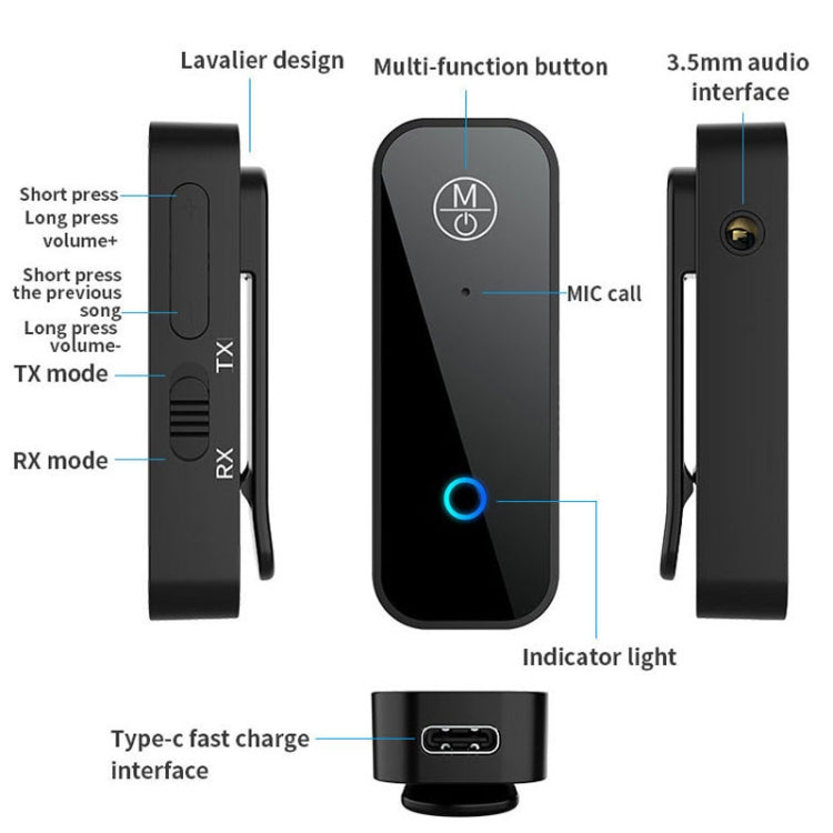 อะแดปเตอร์รับส่งบลูทูธ 2-in-1 AUX สำหรับรถยนต์ ทีวี คอมพิวเตอร์ รุ่น B28