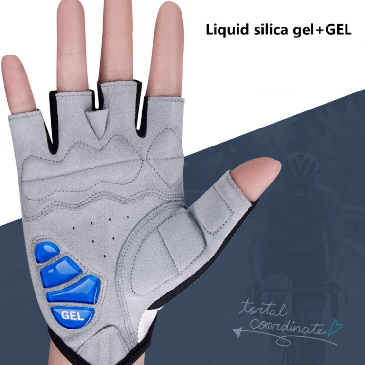 ถุงมือจักรยาน GIYO S-14 แบบครึ่งนิ้ว พร้อมแผ่นเจลดูดซับแรงกระแทกที่ฝ่ามือ, S, M, L, XL, XXL