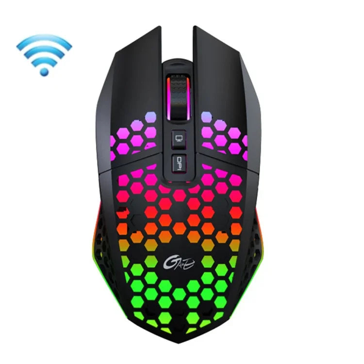เมาส์เกมมิ่งและออฟฟิศ FMOUSE X801 8 ปุ่ม 1600DPI แบบกลวงเรืองแสง สไตล์: สีดำไร้สายชาร์จได้, สีขาวไร้สายชาร์จได้, สีดำมีสาย, สีขาวมีสาย