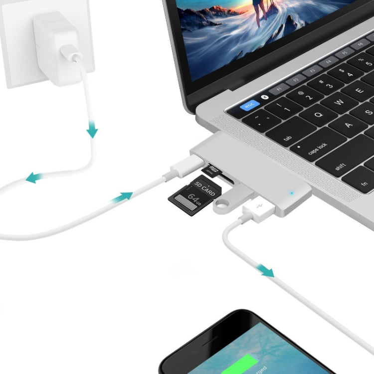 แท่นต่อ USB-C เป็น HDMI พร้อมเครื่องอ่านบัตร, สเปค: 5 in 1 สีเทา, 5 in 1 สีเงิน, 6 in 1 สีเทา, 6 in 1 สีเงิน