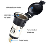 Car Modified Cigarette Lighter Waterproof Vehicle Charging Power Socket No Cigarette Type (with 1.5cm Line), Cigarette Type (with 1.5m Line), No Cigarette Type (with 1.5m Line)