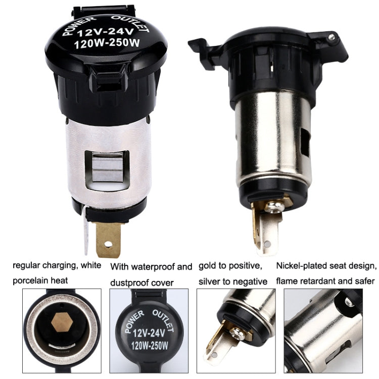 Car Modified Cigarette Lighter Waterproof Vehicle Charging Power Socket No Cigarette Type (with 1.5cm Line), Cigarette Type (with 1.5m Line), No Cigarette Type (with 1.5m Line)