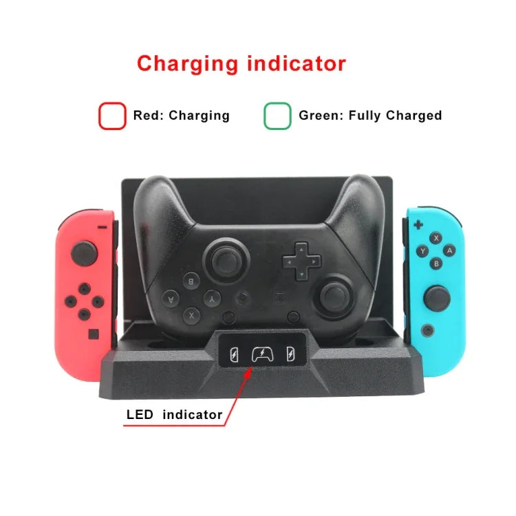 ฐานชาร์จและที่เก็บจอยสติ๊กเกมมัลติฟังก์ชันสำหรับ Nintendo Switch, S053