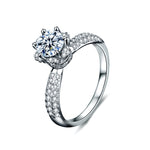 XJZ012 แหวนมอยซานไนต์เงินสเตอร์ลิง 925 มงกุฎ แหวนหมั้น ขนาด 5, 6, 7, 8