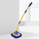 Retractable Curved Rod Soft Fur Car Wash Mop, Curved Rod Yellow Black, Curved Rod Yellow Blue