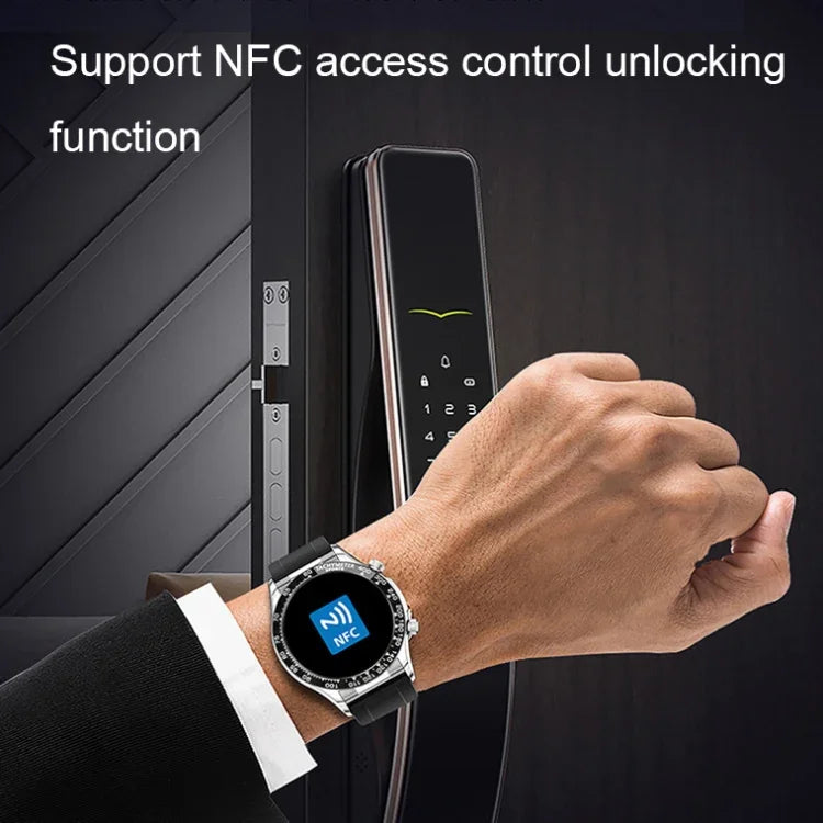 นาฬิกาอัจฉริยะบลูทูธ LOANIY E18 Pro โทรออกได้ พร้อมฟังก์ชัน NFC สีซิลิโคนทอง หนังดำ หนังทอง เหล็กเงินดำ เหล็กเงินเขียว
