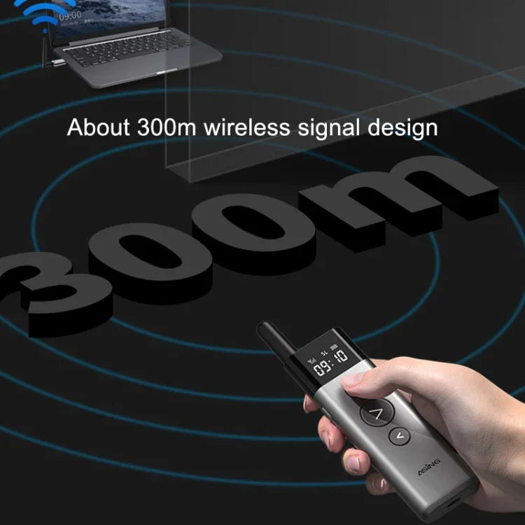 ASiNG A10 ปากกาเปลี่ยนหน้า PPT เลเซอร์แสงเขียว รีโมทควบคุมการนำเสนอ ความจุ: A10 128M (สีเทา), A10 32G (สีเทา)