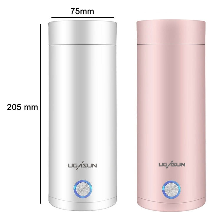 UGASUN แก้วน้ำไฟฟ้าพกพาแบบพกพาแบบมินิ พร้อมที่อุ่นน้ำ ปลั๊ก UK (สีขาว), ปลั๊ก EU (สีขาว), ปลั๊ก US (สีขาว), ปลั๊ก UK (สีชมพู), ปลั๊ก EU (สีชมพู), ปลั๊ก US (สีชมพู)