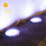 ไฟสวนโซลาร์เซลล์กันน้ำกลางแจ้ง 2 ชิ้น 20 หลอด LED ไฟฝังพื้นสนามหญ้า, แสงขาว, แสงเหลือง