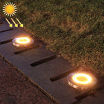 ไฟสวนโซลาร์เซลล์กันน้ำกลางแจ้ง 2 ชิ้น 20 หลอด LED ไฟฝังพื้นสนามหญ้า, แสงขาว, แสงเหลือง