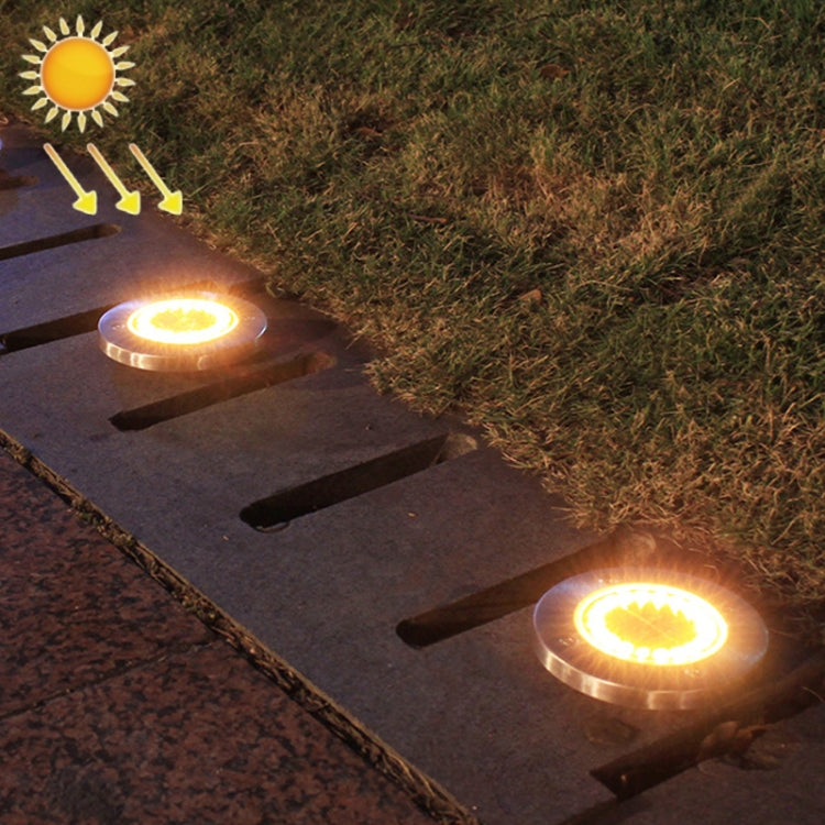 ไฟสวนโซลาร์เซลล์กันน้ำกลางแจ้ง 2 ชิ้น 20 หลอด LED ไฟฝังพื้นสนามหญ้า, แสงขาว, แสงเหลือง