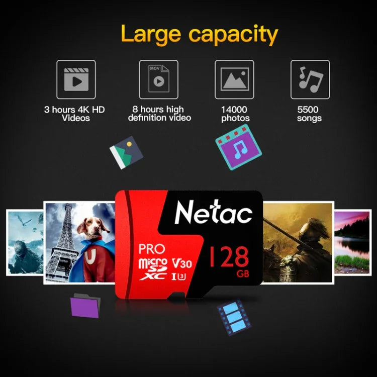 Netac การ์ดความจำสำหรับกล้องบันทึกภาพและโทรศัพท์มือถือ, 32GB, 64GB, 128GB, 256GB