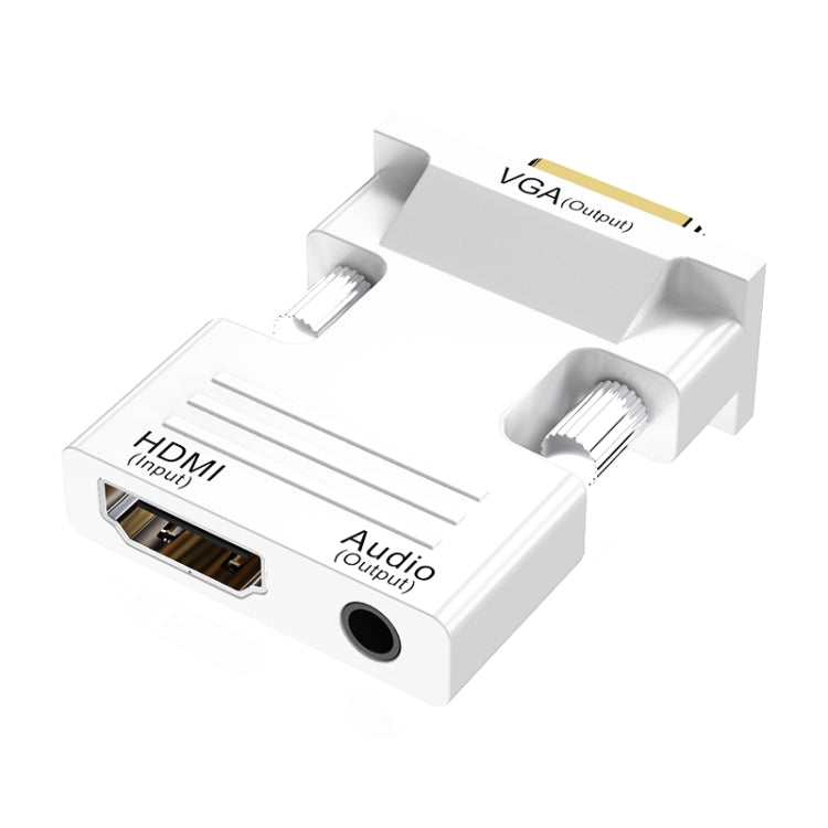 อะแดปเตอร์ HDMI ตัวเมียเป็น VGA ตัวผู้ พร้อมเสียง สำหรับคอมพิวเตอร์ จอทีวี โปรเจคเตอร์, สีขาว, ทอง, ดำ