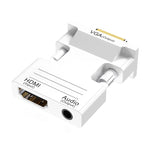 อะแดปเตอร์ HDMI ตัวเมียเป็น VGA ตัวผู้ พร้อมเสียง สำหรับคอมพิวเตอร์ จอทีวี โปรเจคเตอร์, สีขาว, ทอง, ดำ