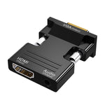 อะแดปเตอร์ HDMI ตัวเมียเป็น VGA ตัวผู้ พร้อมเสียง สำหรับคอมพิวเตอร์ จอทีวี โปรเจคเตอร์, สีขาว, ทอง, ดำ