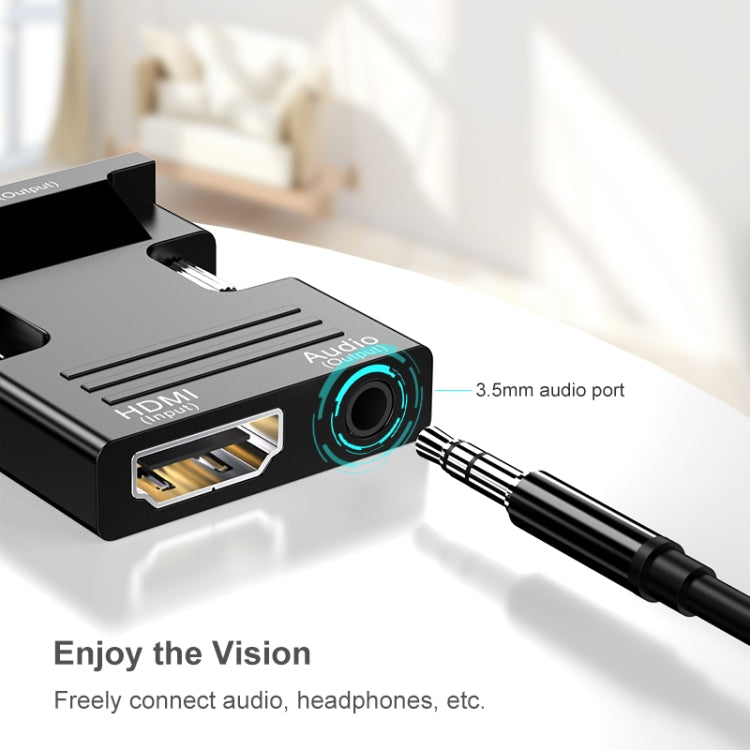 อะแดปเตอร์ HDMI ตัวเมียเป็น VGA ตัวผู้ พร้อมเสียง สำหรับคอมพิวเตอร์ จอทีวี โปรเจคเตอร์, สีขาว, ทอง, ดำ