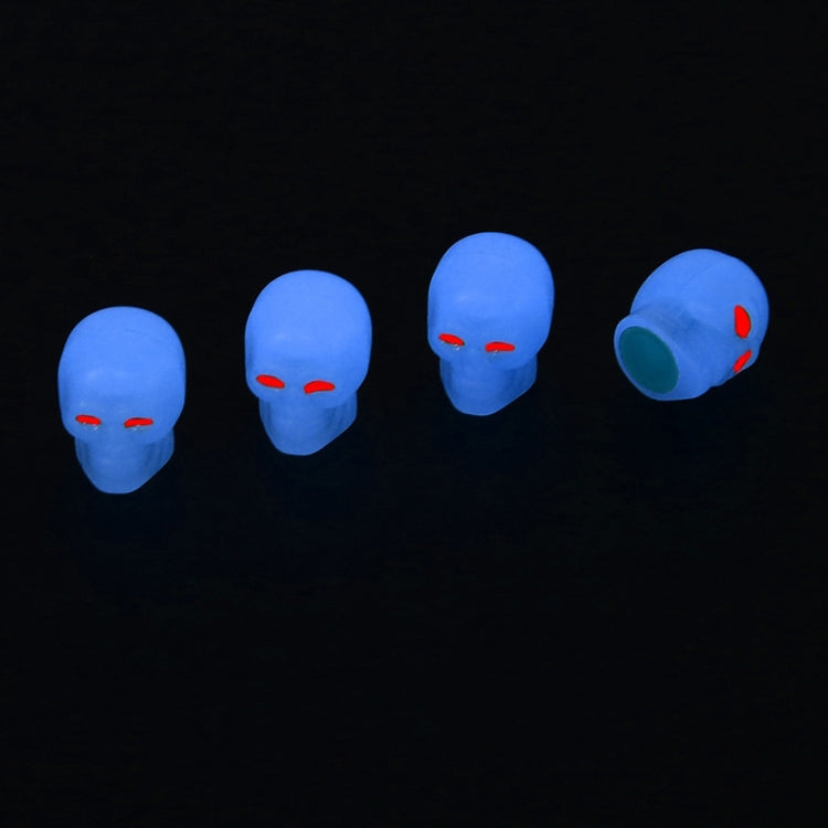 1 Sets Car Tire Luminous Valve Cap Motorcycle Skull Valve Core Cap, 1 Set Red, 1 Set Blue, 1 Set Green, 1 Set Yellow