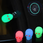 1 Sets Car Tire Luminous Valve Cap Motorcycle Skull Valve Core Cap, 1 Set Red, 1 Set Blue, 1 Set Green, 1 Set Yellow