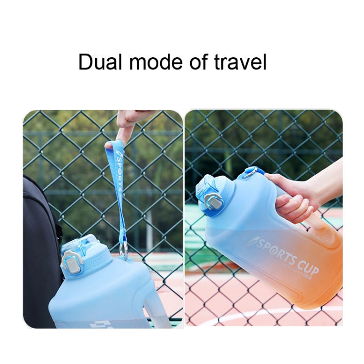 ขวดน้ำกีฬาพร้อมหลอดและสเกลความจุใหญ่แบบไล่ระดับ, 1500ml, 2300ml, 3800ml
