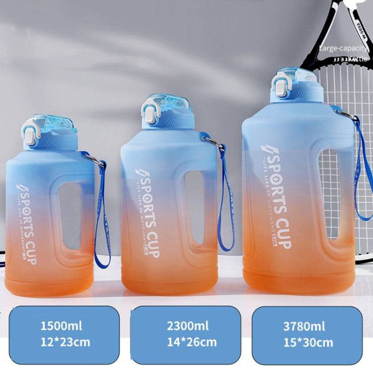 ขวดน้ำกีฬาพร้อมหลอดและสเกลความจุใหญ่แบบไล่ระดับ, 1500ml, 2300ml, 3800ml