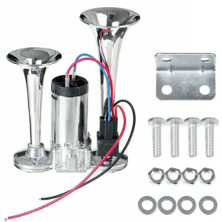 ST-1018S 600DB 12V Double-tube Metal Conjoined Electric Pump Car Horn with Relay, ST-1018S 12V
