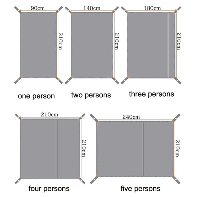 เสื่อเต็นท์กลางแจ้งผ้าออกซ์ฟอร์ดหนากันน้ำสำหรับปิกนิก, ขนาด: 90x210cm, 140x210cm, 180x210cm, 210x210cm, 240x210cm