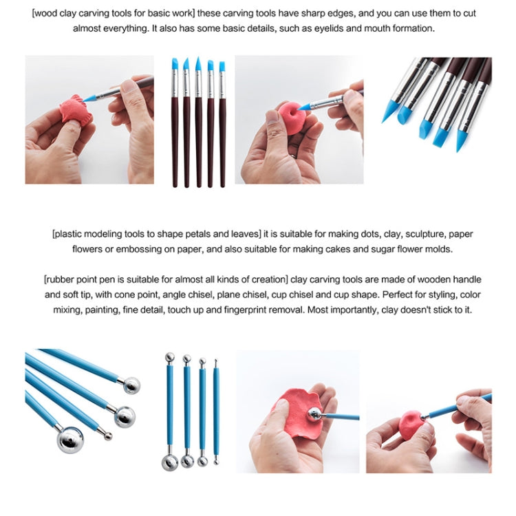 ชุดเครื่องมือปั้นดินเผา มีดแกะสลักดินเหนียวหิน DIY ชุดเครื่องมือรวม, 22-in-1, 24-in-1, 27-in-1, 32-in-1