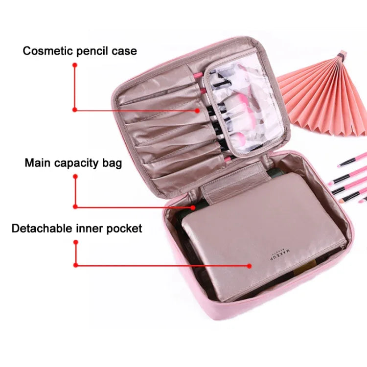 Multifunctional Portable Travel Large Capacity Cosmetic Storage Bag, Cute Pink (Small)