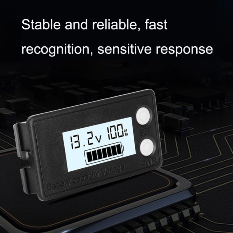 มิเตอร์วัดแรงดันดิจิทัลแบตเตอรี่ลิเธียมกรดตะกั่วสองสายกันน้ำ LCD, 8-100V (สีขาว), 8-100V (สีน้ำเงิน), 8-72V (สีขาว), 8-72V (สีน้ำเงิน)