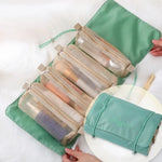 กระเป๋าเครื่องสำอางตาข่ายกันน้ำแบบพกพาสำหรับผู้หญิง 4 ใน 1 สีแดง สีเขียว สีดำ สีม่วง สีเขียวทหาร สีชมพูเชอร์รี่