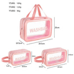 กระเป๋าเครื่องสำอางแบบพกพากันน้ำ PVC ใส ขนาด: L (ชมพู), L (ดำ), L (ขาว), M (ชมพู), M (ดำ), M (ขาว), S (ชมพู), S (ดำ), S (ขาว)