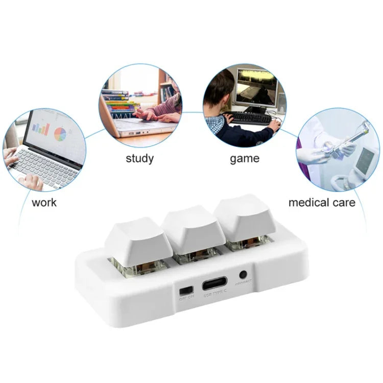 แป้นพิมพ์ MK321 3 ปุ่ม ปรับแต่งได้ สำหรับเกมและออฟฟิศ PS คลิป แมโคร โปรแกรม ความยาวสาย: 1.5m สีขาว สีดำ
