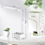 TD6 ที่วางโทรศัพท์มือถือสำหรับนักเรียน ที่วางปากกา โคมไฟตั้งโต๊ะ USB ป้องกันสายตา, สีขาว, สีชมพู, สีเขียว