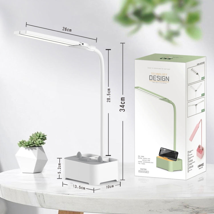 TD6 ที่วางโทรศัพท์มือถือสำหรับนักเรียน ที่วางปากกา โคมไฟตั้งโต๊ะ USB ป้องกันสายตา, สีขาว, สีชมพู, สีเขียว