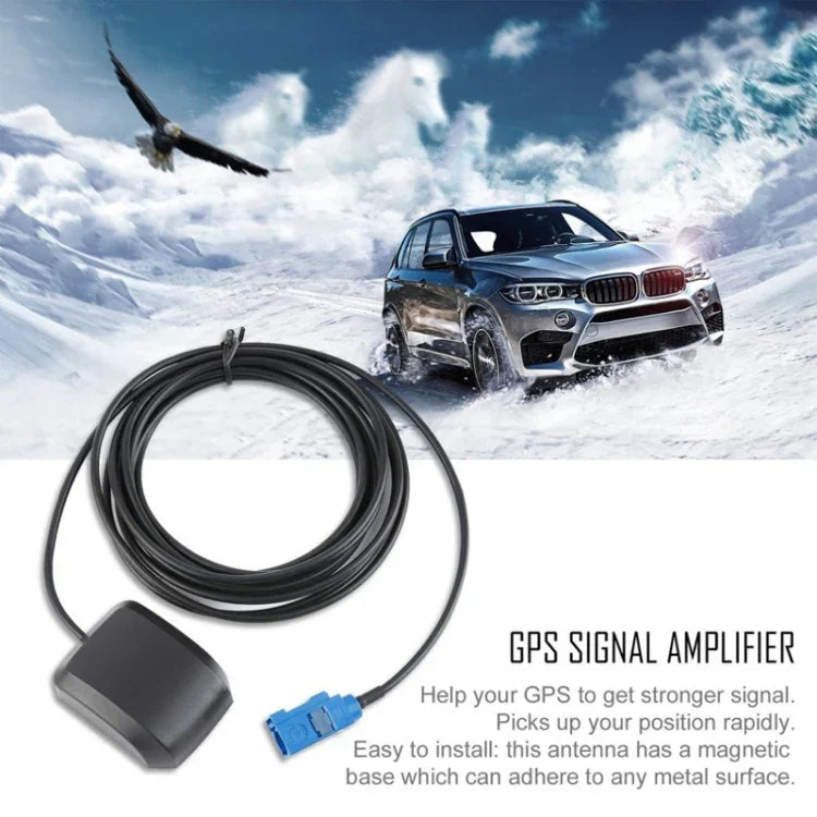 GPS-01 เสาอากาศดาวเทียม GPS สำหรับรถยนต์ พร้อมเครื่องขยายสัญญาณ อินเทอร์เฟซ SMA/FAKRA-C ฐานแม่เหล็ก