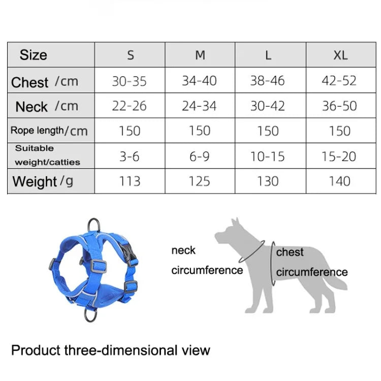 สายรัดอกสัตว์เลี้ยง HT-864 สายจูงสุนัขสะท้อนแสงและระบายอากาศ, ขนาด:, S, M, L, XL