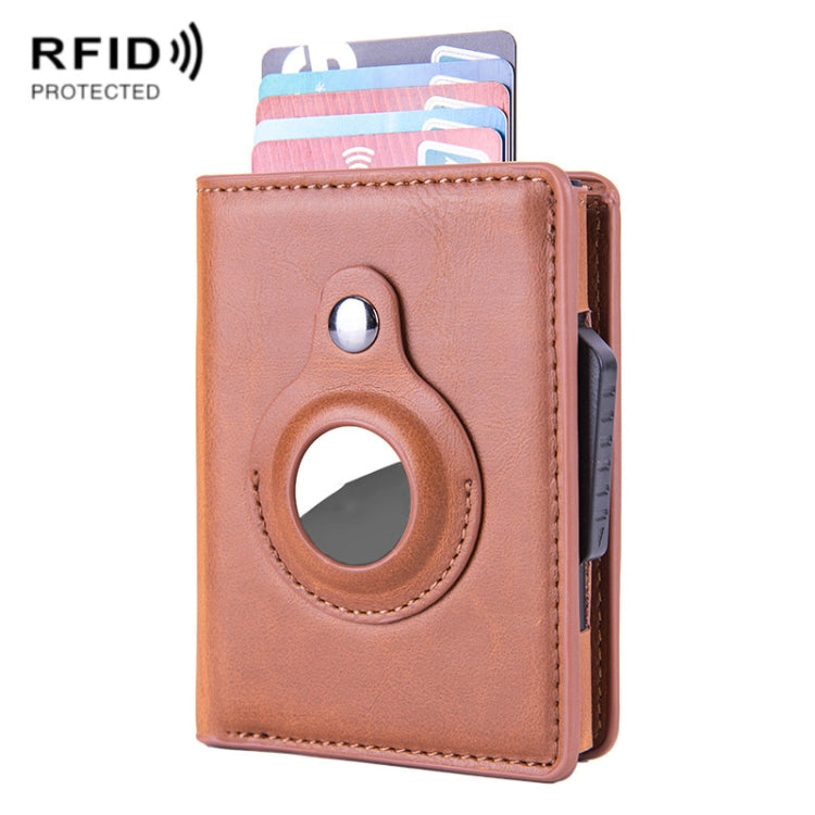 X-80 RFID กระเป๋าใส่บัตรหนังขัดกันขโมย สำหรับ AirTag รุ่นที่ 2 / AirTag รุ่นที่ 1 สีดำ สีน้ำเงิน สีกาแฟ สีแอปริคอต สีดำคาร์บอนไฟเบอร์