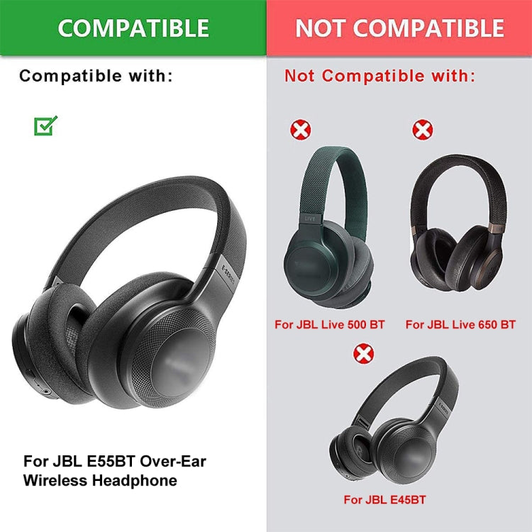 ปลอกฟองน้ำหูฟัง 2 ชิ้น สำหรับ JBL E55BT, สี: ไม่มี LR, ดำ, น้ำเงิน, เทา, แดง, เขียว, เทา, ไม่มี LR, กำมะหยี่หนา, ตาข่ายฟุตบอลหนา