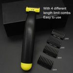 เครื่องโกนหนวดไฟฟ้าพกพาชาร์จ USB สำหรับผู้ชาย สีเหลืองดำ